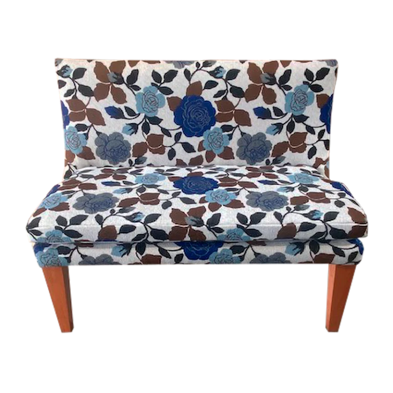 Blue Flower Bench No Arms
