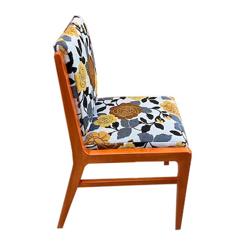 Wood Frame Side Chair (Yellow Flowers) — Side