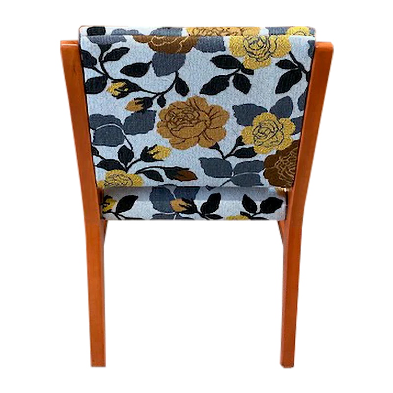Wood Frame Side Chair (Yellow Flowers) — Back