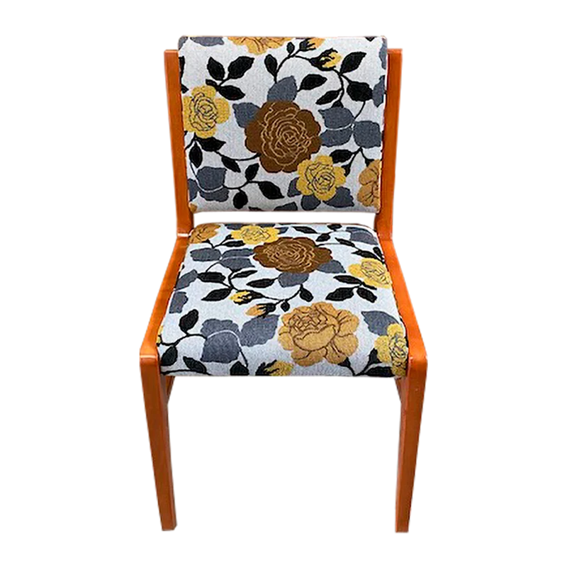 Wood Frame Side Chair (Yellow Flowers)