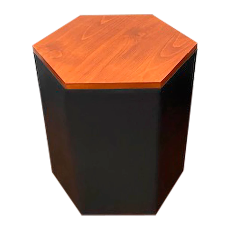 Black Ottoman with Wood Top